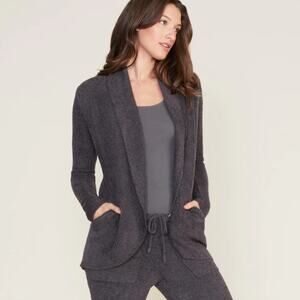 Barefoot Dreams CozyChic Lite Circle Cardigan Gray Open Front Sweater Size Small